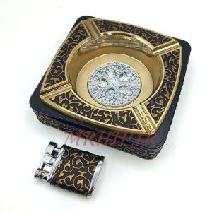 ست فندک و زیرسیگاری مدل مشکی طلایی کد 220025