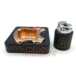 ست فندک و زیرسیگاری مدل مشکی طلایی کد 220027
