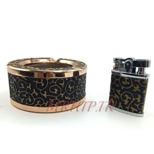 ست فندک و زیرسیگاری مدل مشکی طلایی کد 220019