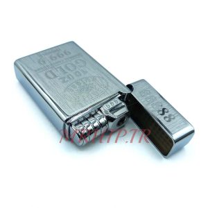فندک گازی اتمی طرح gold100z نقره ای کدa120237