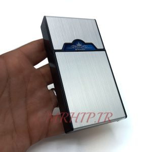 جاسیگاری فندک دار سیگار باریک نقره ای کد210027
