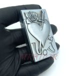 فندک گازی اتمی مدل لایتر طرح LOVE نقره ای کدA12083
