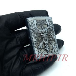 فندک گازی طرح صلیب وبال فرشته نقره ای کدa120212