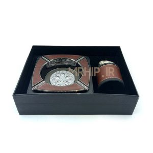 ست فندک اتمی و زیرسیگاری مدل چرم کد 220037