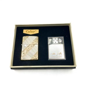 فندک بنزینی و گازی طلایی طرحدار کدL130086