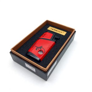 فندک گازی اتمی دوشعله هنسی قرمز رنگ طرح مارمولک کد L120350