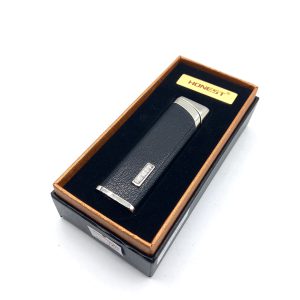 فندک گازی هانست چرم مشکی نقره ای کد L120377