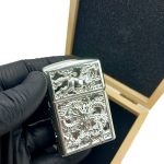 فندک بنزینی چیف نقره ای طرح اسب و اژدها کدL130087