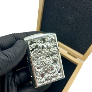 فندک بنزینی چیف نقره ای طرح اسب و اژدها کدL130087