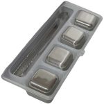 یخ فلزی مکعبی استیل مجموعه 4 عددی با انبر کد k310011