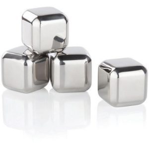 یخ فلزی مکعبی استیل مجموعه 4 عددی با انبر کد k310011