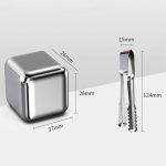 یخ فلزی مکعبی استیل مجموعه 4 عددی با انبر کد k310011