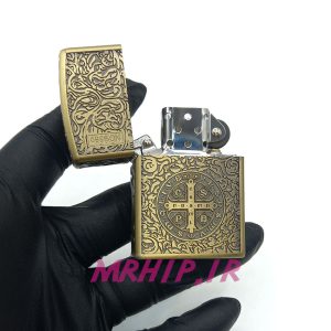 فندک بنزینی زورو طلایی برجسته طرح صلیب کد A130097