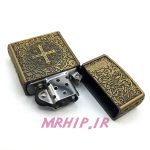 فندک بنزینی زورو طلایی برجسته طرح صلیب کد A130097