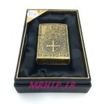 فندک بنزینی زورو طلایی برجسته طرح صلیب کد A130097