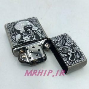 فندک بنزینی زورو سیلور برجسته طرح دراگون کد A130098