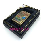 فندک بنزینی زورو طلایی برجسته قلب و گل رنگی کد A130096