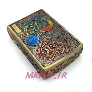 فندک بنزینی زورو طلایی برجسته قلب و گل رنگی کد A130096