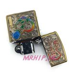 فندک بنزینی زورو طلایی برجسته قلب و گل رنگی کد A130096