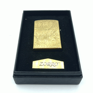 فندک بنزینی زورو برنزی طرح جمجمه و برگ کد d136