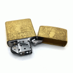 فندک بنزینی زورو برنزی طرح جمجمه و برگ کد d136