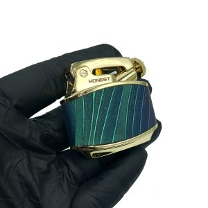 فندک بنزینی هانست سبز آبی مدل مخملی کد d1317