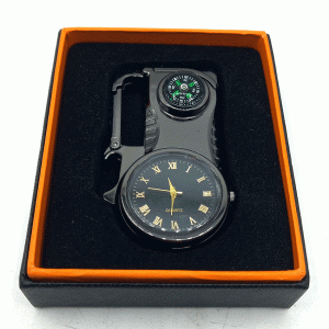 فندک گازی اتمی قطب‌نما و ساعت مشکی کد d1234