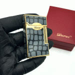 فندک بنزینی دروی طوسی طلایی مدل بغل زن کد d1327