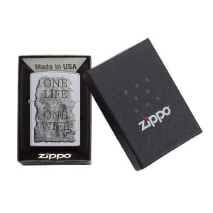 فندک زیپو اصل Zippo 205 One life One Wife Design