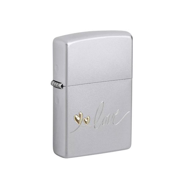 Zippo-205-Love-Design-Satin-Chrome-48725 فندک زیپو اصل Zippo 205 Love Design | 48725