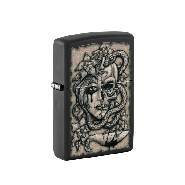 Zippo-218-Gory-Tattoo-Design-Black-Matte-48616 فندک زیپو اصل 48616 | Zippo Gory Tattoo Design