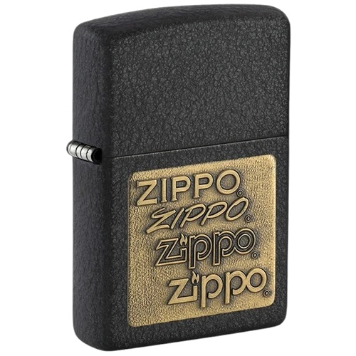 Zippo-Lighter-Model-362-Zippo-Logo فندک زیپو مدل 362 Black Crackle® Gold Zippo Logo